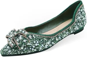 Women's Flats Comfortable Pointed Rhinestone Ballet Flats for Women Sparkle Elegant Dress Flats