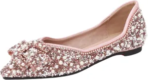 Women's Flats Comfortable Pointed Rhinestone Ballet Flats for Women Sparkle Elegant Dress Flats