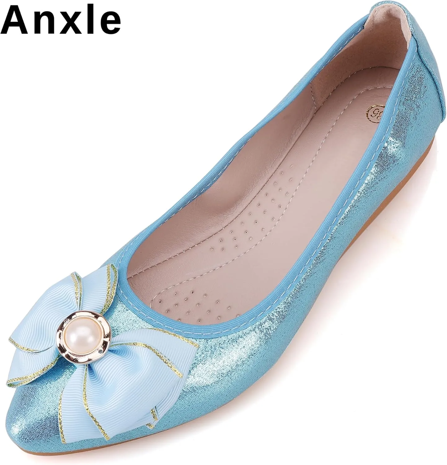 Womens Foldable Ballet Flats Bling Rhinestone Pointed Toe Comfort Slip On Walk Work Loafers Bridal Dress Shoes