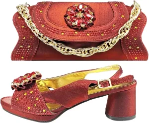 Women's Gold INS African-Italian Set - Artisan-Crafted Stilettos & Pearl-Clasp Clutch for Luxury Weddings