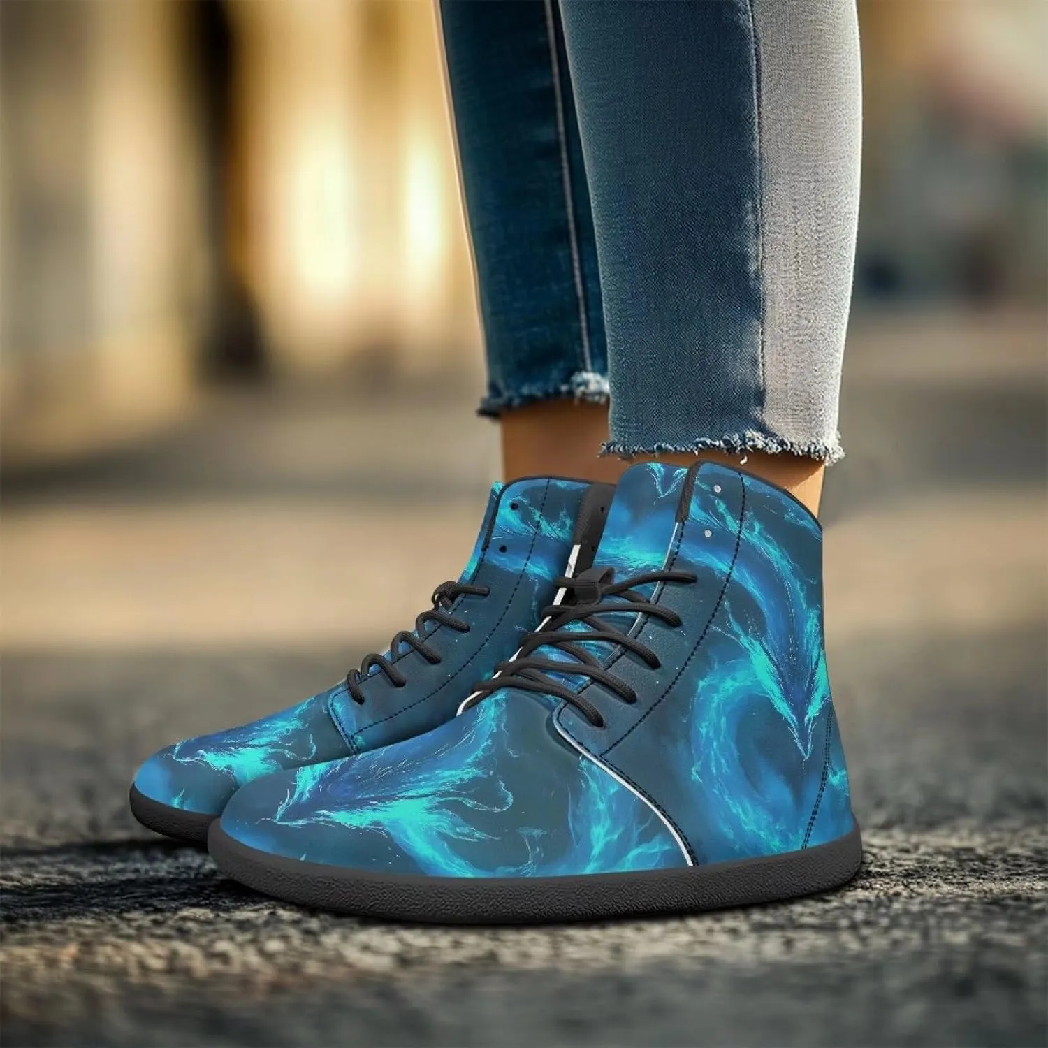 Women's High Top PU Leather Barefoot Shoes Wide Toe Box Fashion Sneakers Comfortable Casual Walking Shoes Lightweight Dress Shoes SizeUS 6-13.5