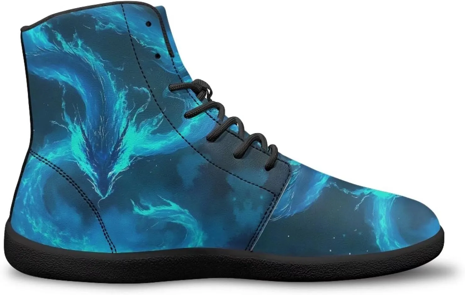 Women's High Top PU Leather Barefoot Shoes Wide Toe Box Fashion Sneakers Comfortable Casual Walking Shoes Lightweight Dress Shoes SizeUS 6-13.5