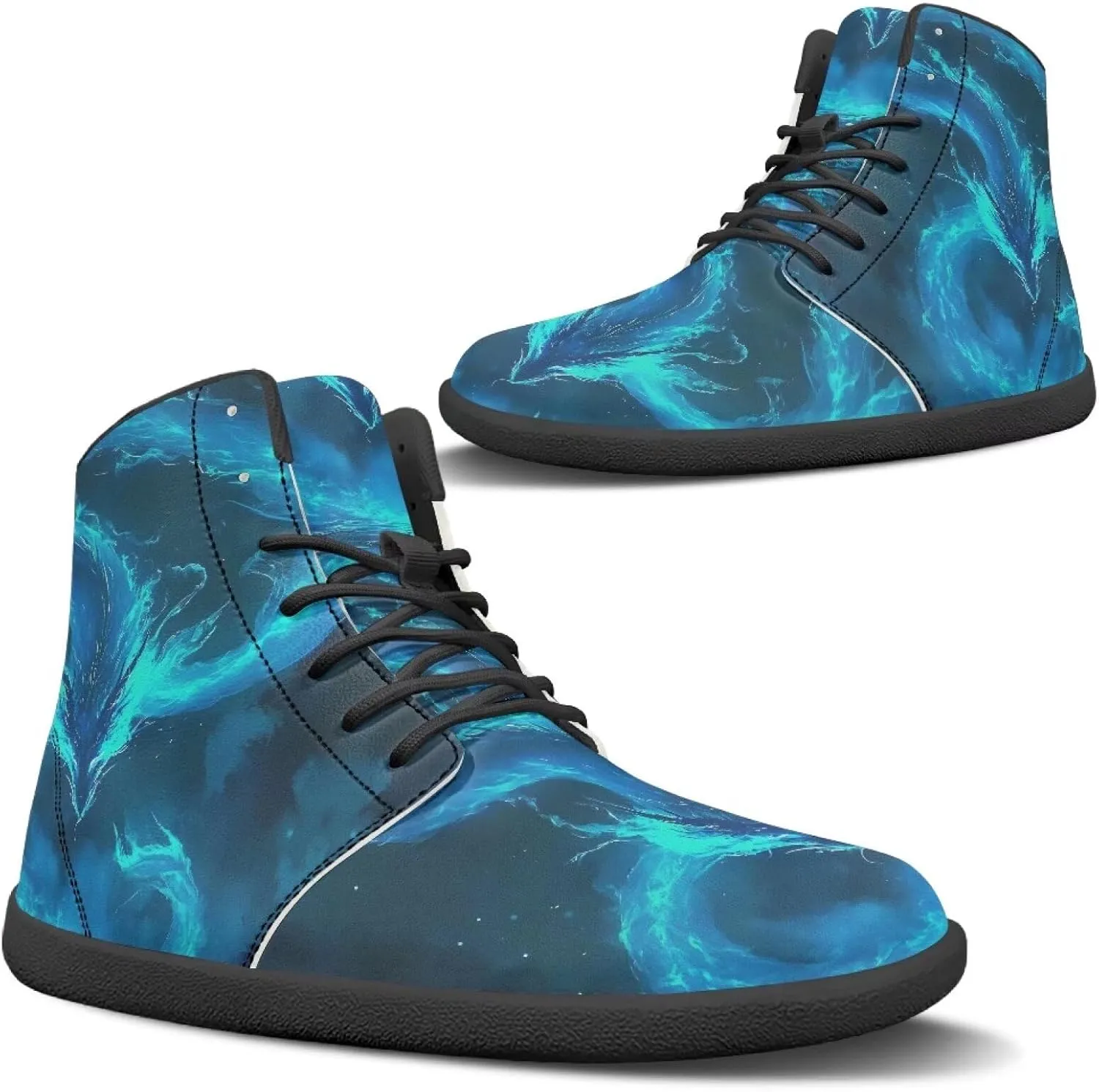 Women's High Top PU Leather Barefoot Shoes Wide Toe Box Fashion Sneakers Comfortable Casual Walking Shoes Lightweight Dress Shoes SizeUS 6-13.5