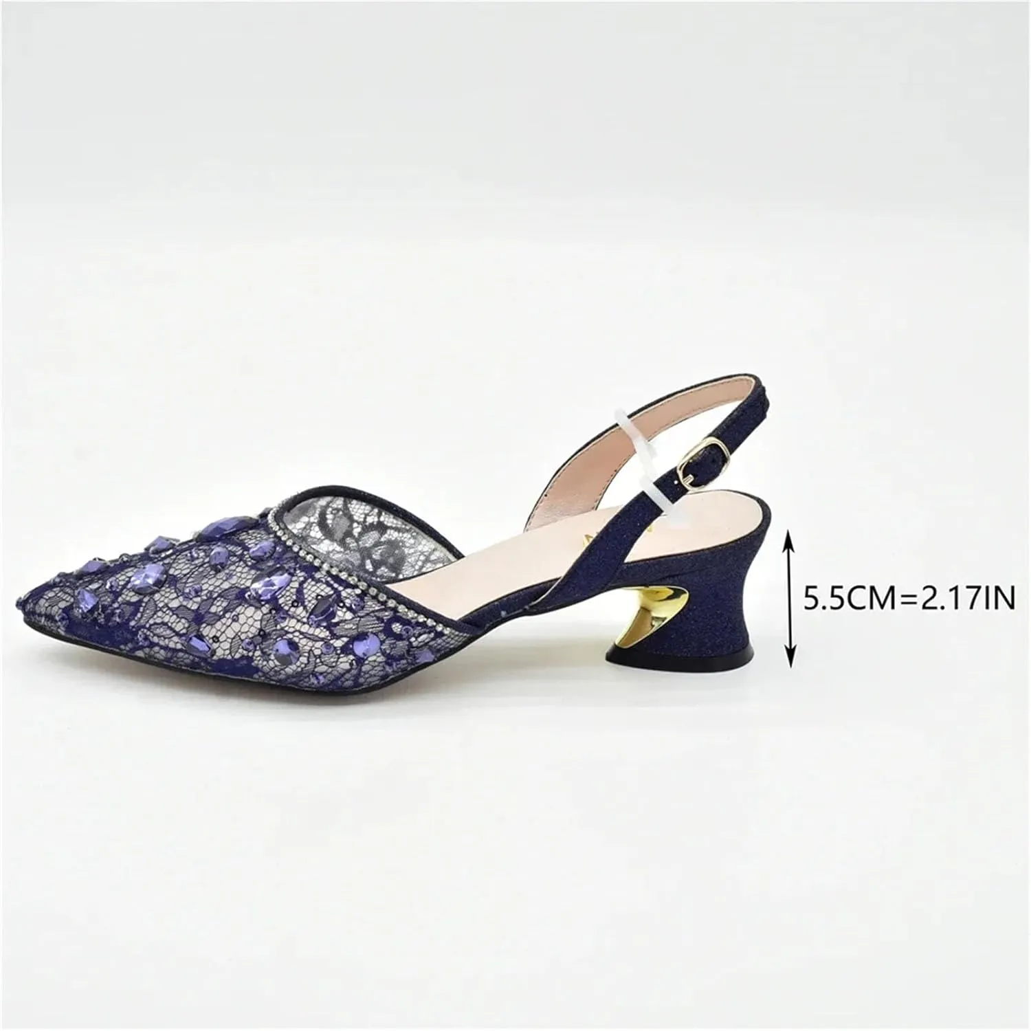 Women's Italian Mid-Heel Party Set - Rhinestone-Embellished Pumps & Matching Evening Bag