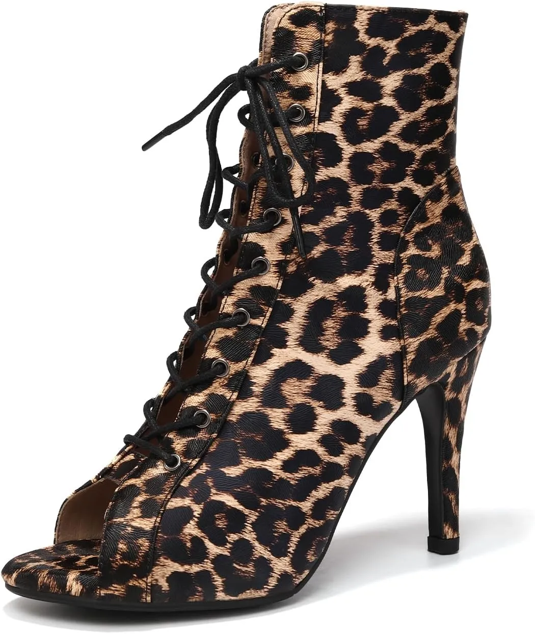 Women's Latin Dance Boots Peep Toe lace-up Ballroom Latin Salsa Ankle Dance Boots