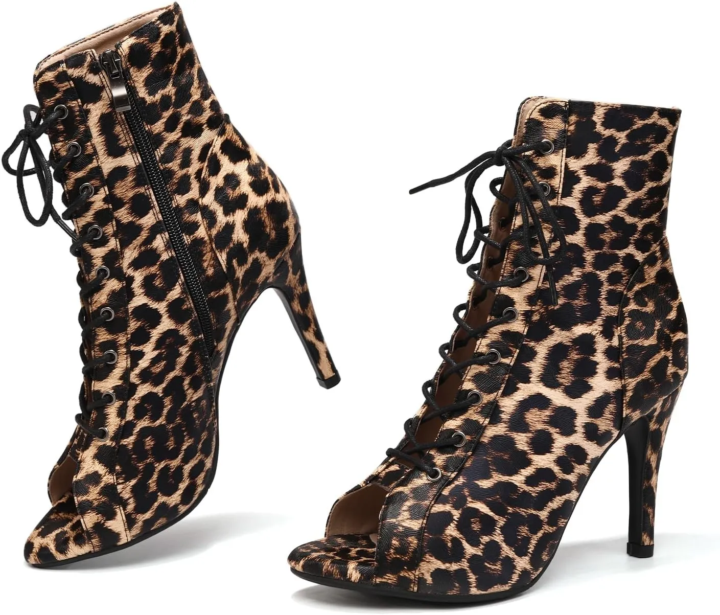 Women's Latin Dance Boots Peep Toe lace-up Ballroom Latin Salsa Ankle Dance Boots