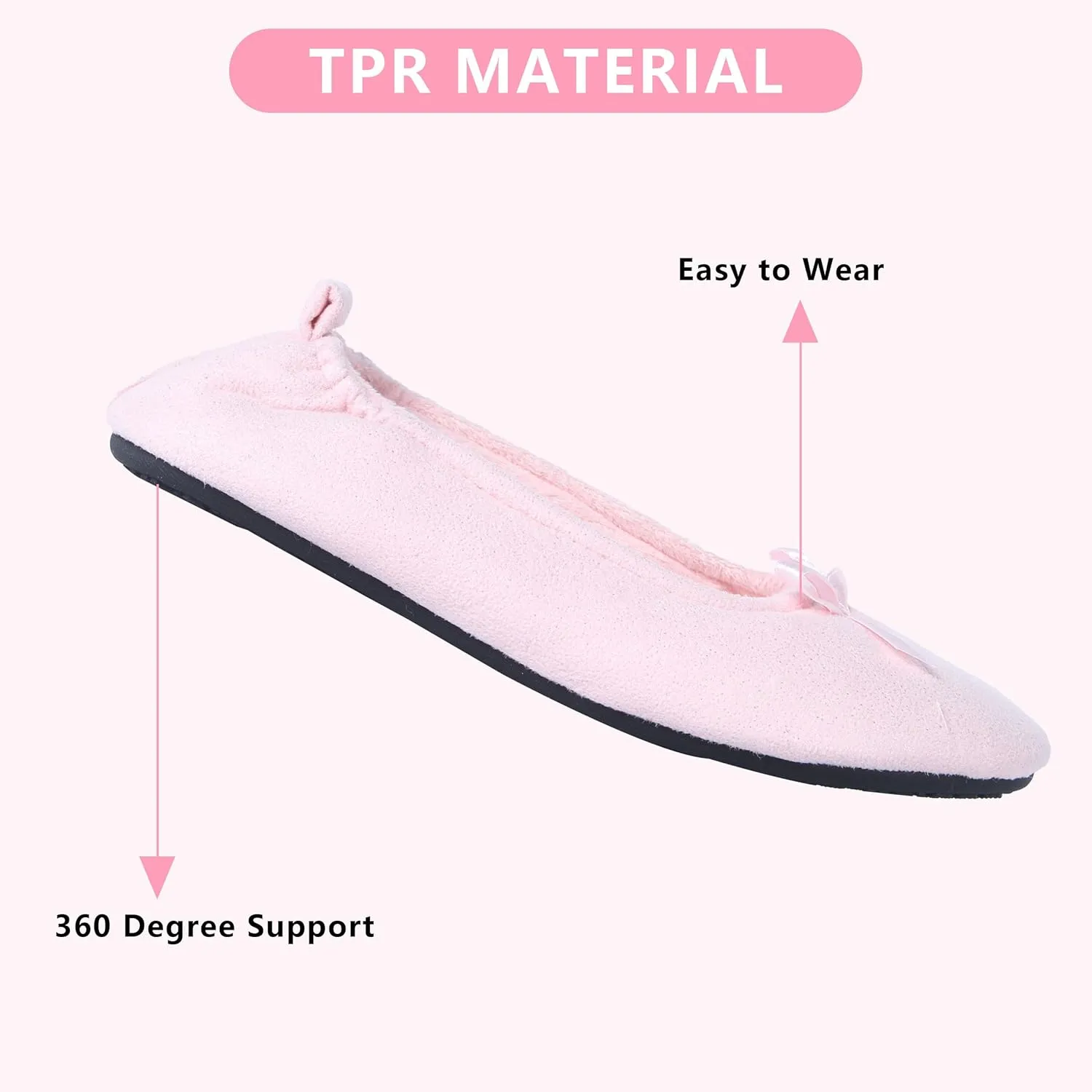 Women's Lightweight Ballet Flats with Moisture-Wicking Polyester Lining and Non-Slip Suede Sole for Indoor Dancing Comfort