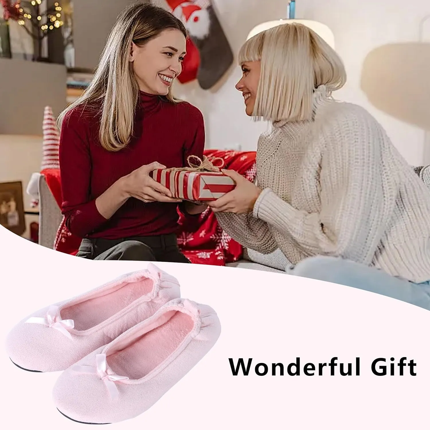 Women's Lightweight Ballet Flats with Moisture-Wicking Polyester Lining and Non-Slip Suede Sole for Indoor Dancing Comfort