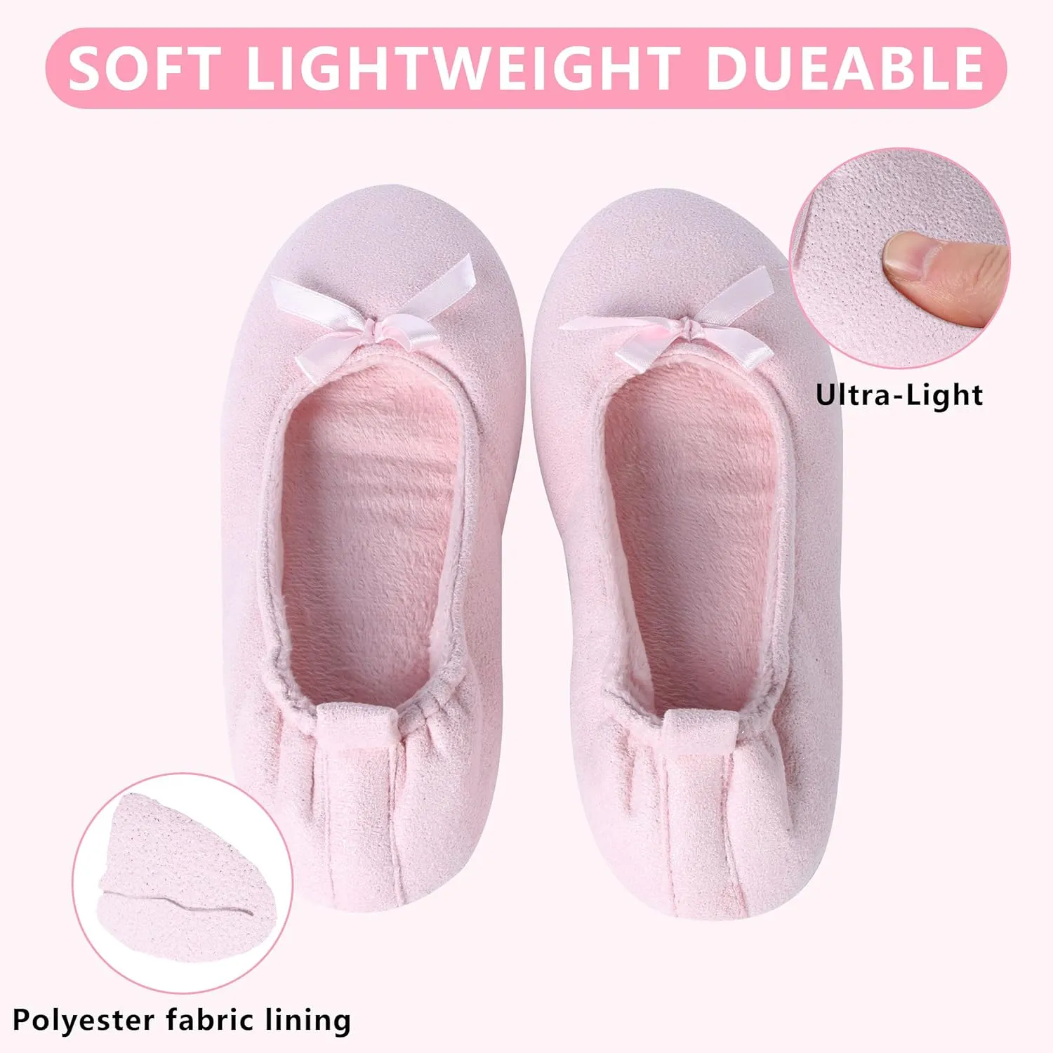 Women's Lightweight Ballet Flats with Moisture-Wicking Polyester Lining and Non-Slip Suede Sole for Indoor Dancing Comfort