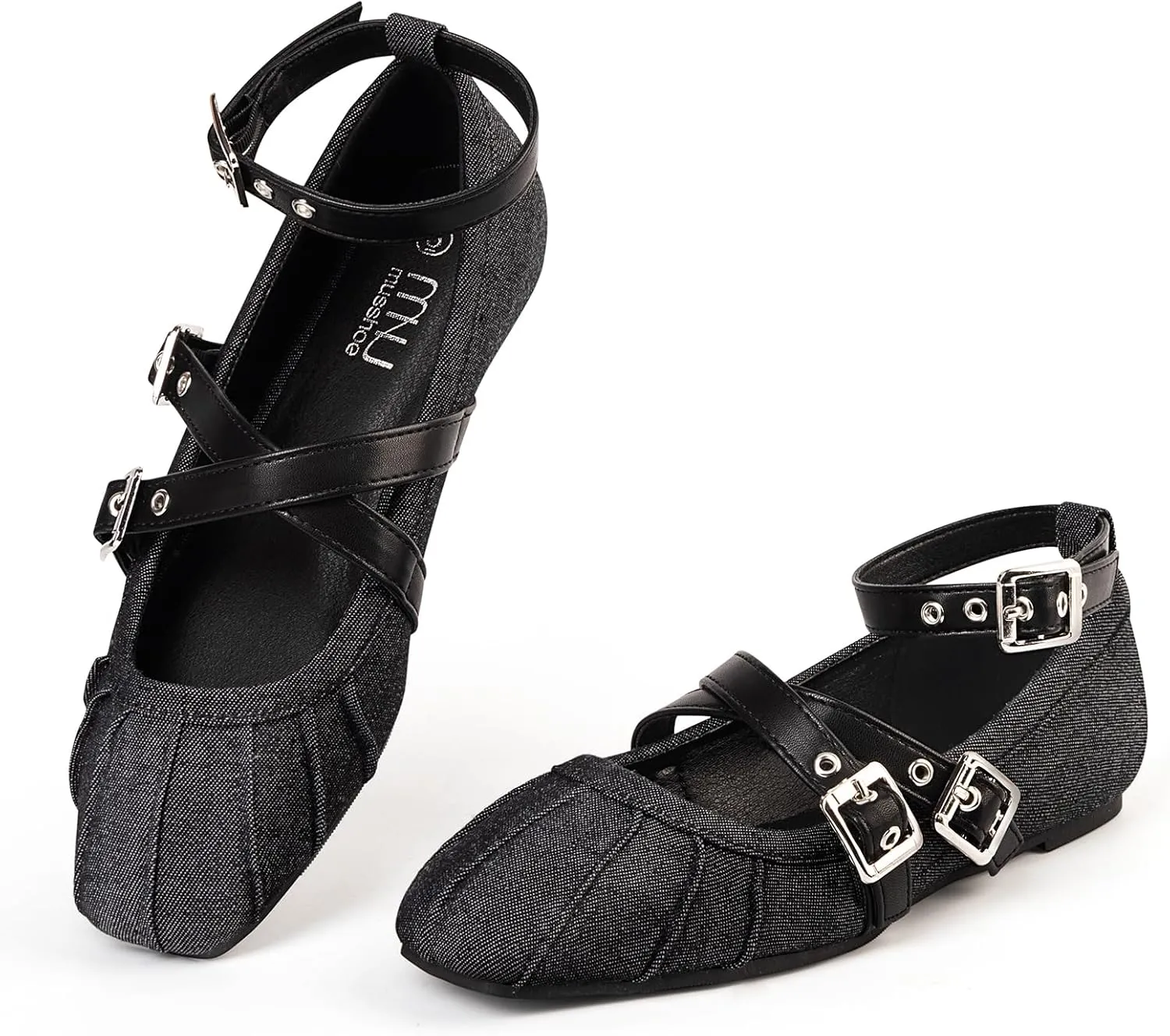 Womens Mary Jane Flats Round Toe Comfortable Cross Strap Flats Dressy Ballet Flats Shoes Vintage Shoes with Ankle Strap