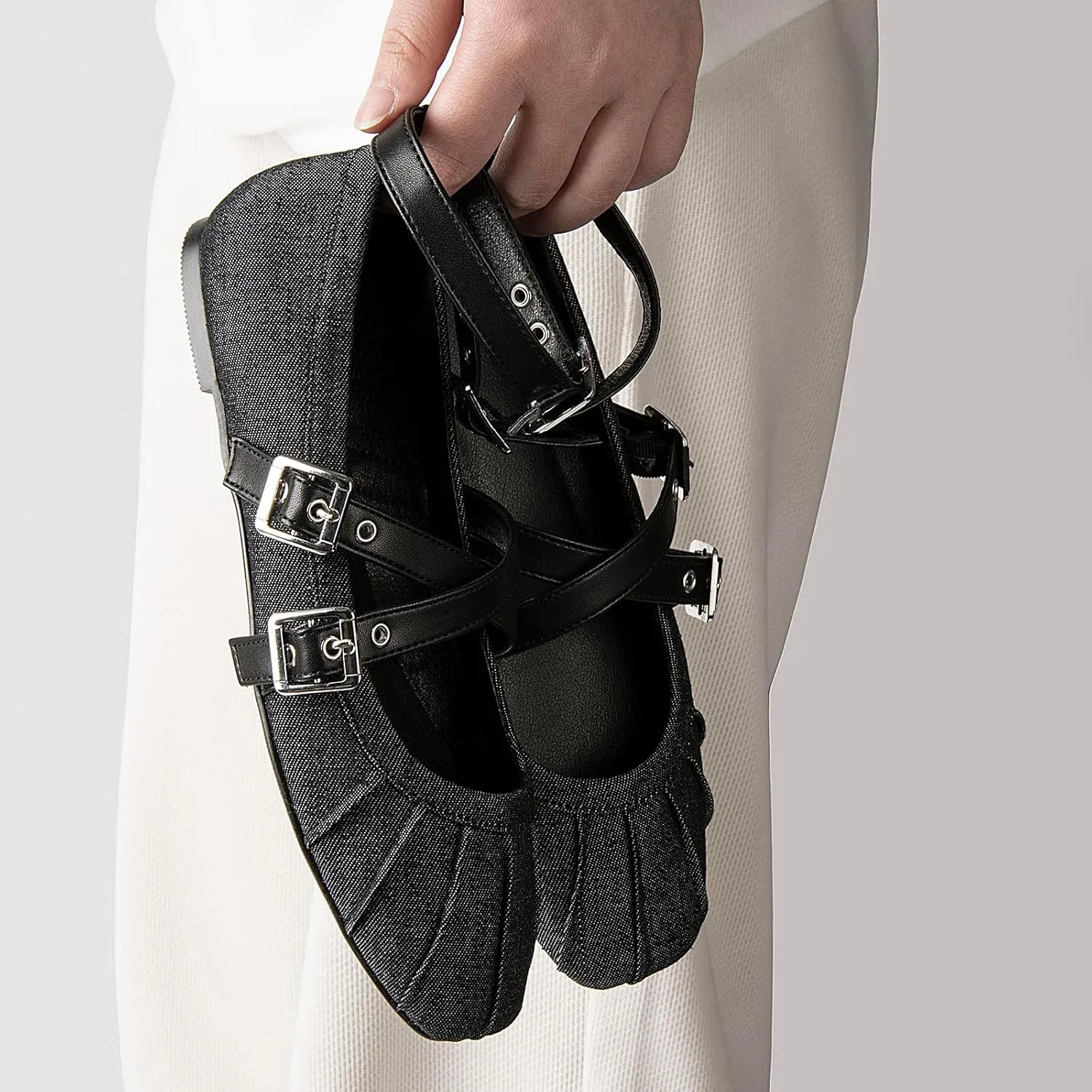 Womens Mary Jane Flats Round Toe Comfortable Cross Strap Flats Dressy Ballet Flats Shoes Vintage Shoes with Ankle Strap