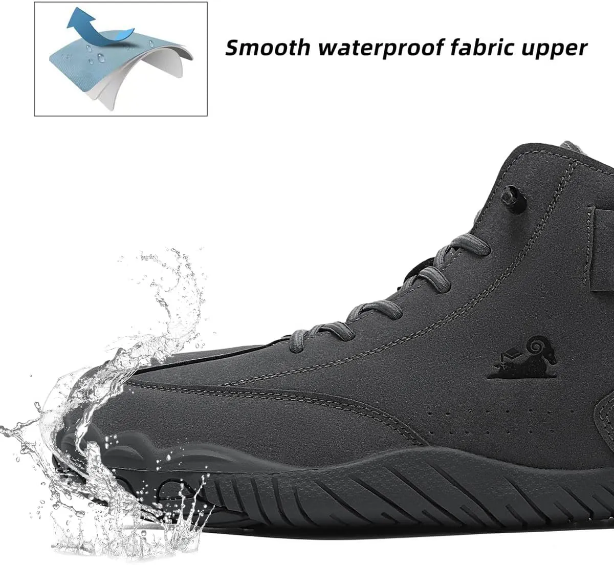 Womens Mens Barefoot Boots Shoes,High Top Wide Toe Box Zero Drop Minimalist Hiking Boots,Unisex Snow Boots Winter Shoes With Warm Fur,Waterproof Anti-Slip 38-45EU