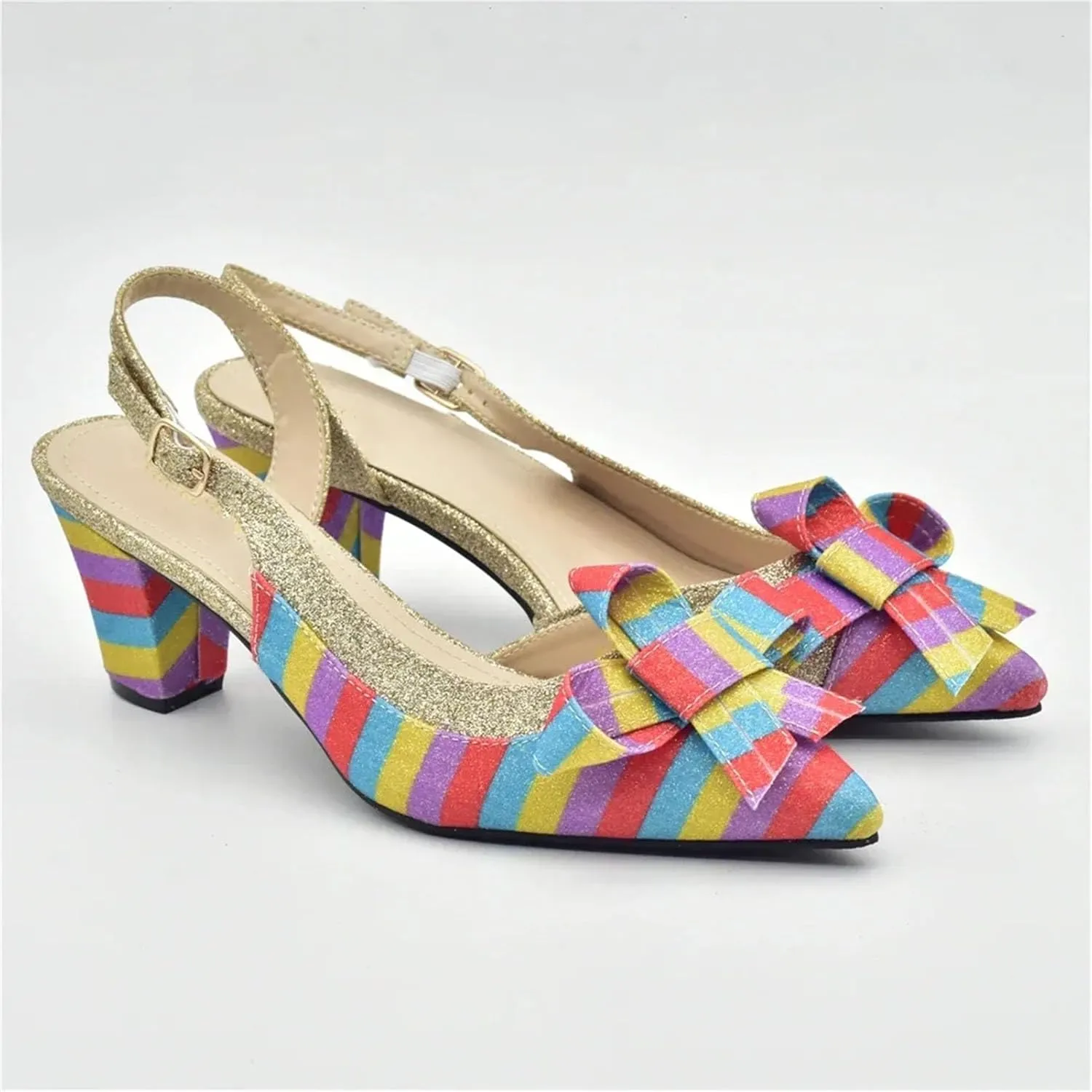 Women's Nigerian Rainbow Butterfly Bridal Set - Italian-Designed Luxury Pumps & Matching Bag