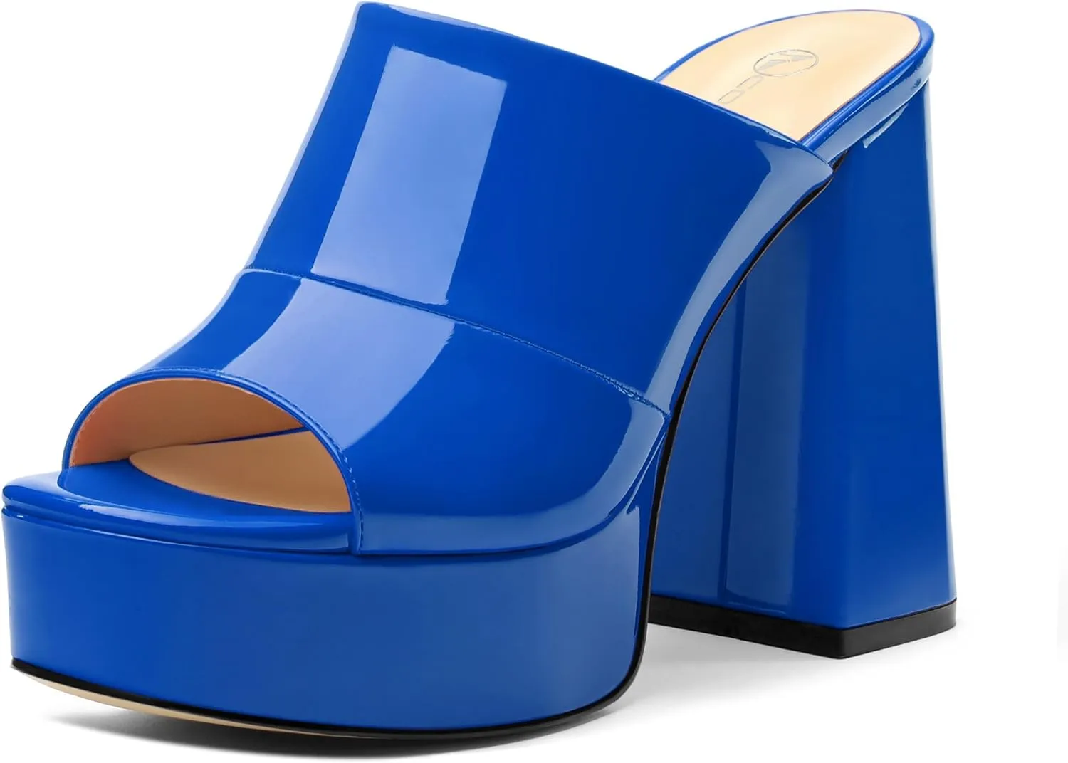 Womens Platform Chunky Heels Sandals Square Open Toe High Heeled Sandals Slip On Slides Dress Party Wedding Shoes