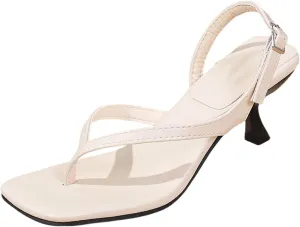 Women's Sandals Casual Wear Comfortable Thong Buckle Sandals Heel Height Perfect Summer Outfits Beaded Heels
