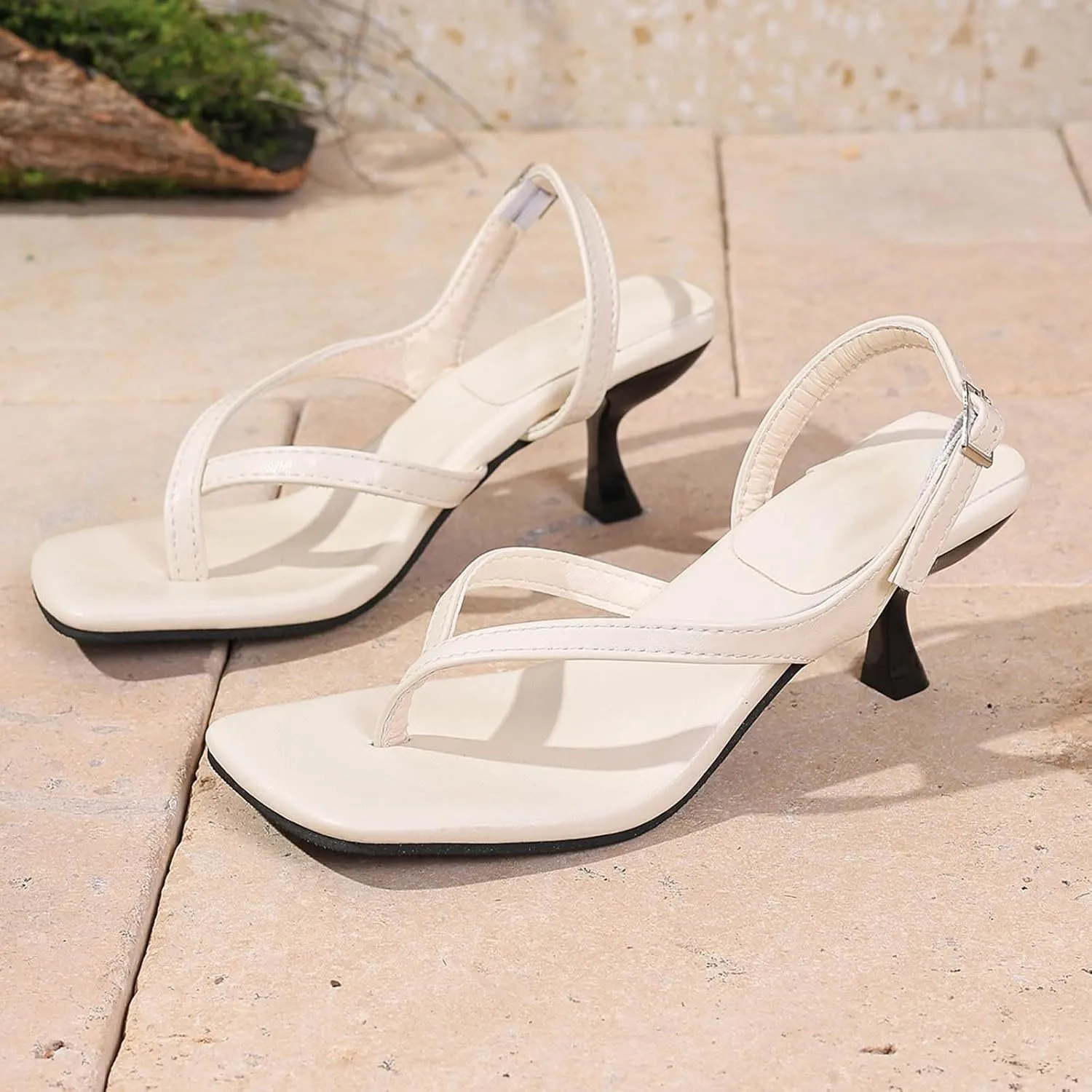 Women's Sandals Casual Wear Comfortable Thong Buckle Sandals Heel Height Perfect Summer Outfits Beaded Heels