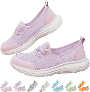 Women's Soft Sole Mesh Comfort Orthopedic Shoes with Arch Support Fit Hands Free Slip on Go Walking Slip Ins Sneakers Ladies Work Standing Tennis Loafers Summer Memory Foam Soft Wide Comfy Shoes
