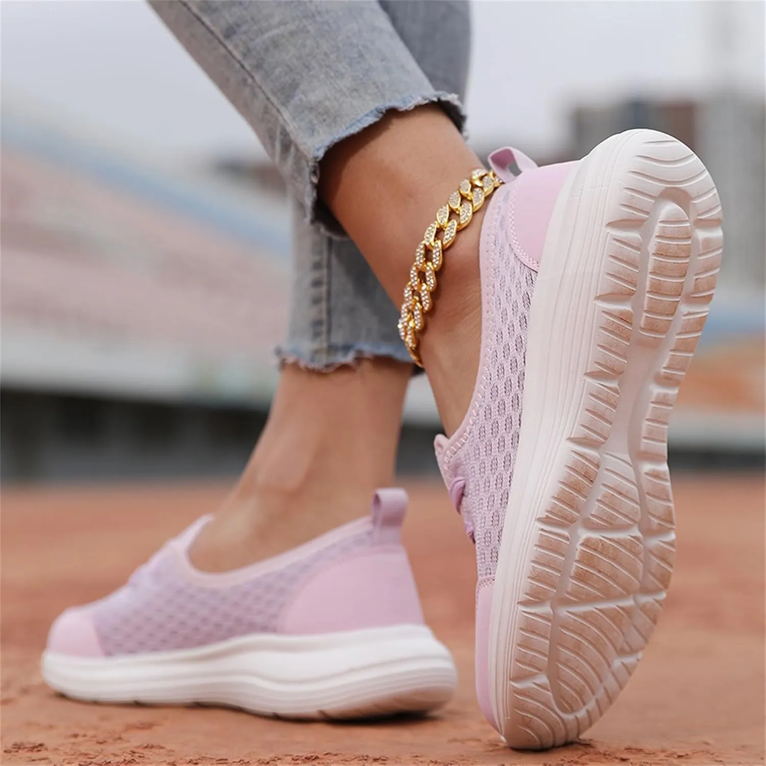 Women's Soft Sole Mesh Comfort Orthopedic Shoes with Arch Support Fit Hands Free Slip on Go Walking Slip Ins Sneakers Ladies Work Standing Tennis Loafers Summer Memory Foam Soft Wide Comfy Shoes