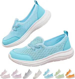 Women's Soft Sole Mesh Comfort Orthopedic Shoes with Arch Support Fit Hands Free Slip on Go Walking Slip Ins Sneakers Ladies Work Standing Tennis Loafers Summer Memory Foam Soft Wide Comfy Shoes