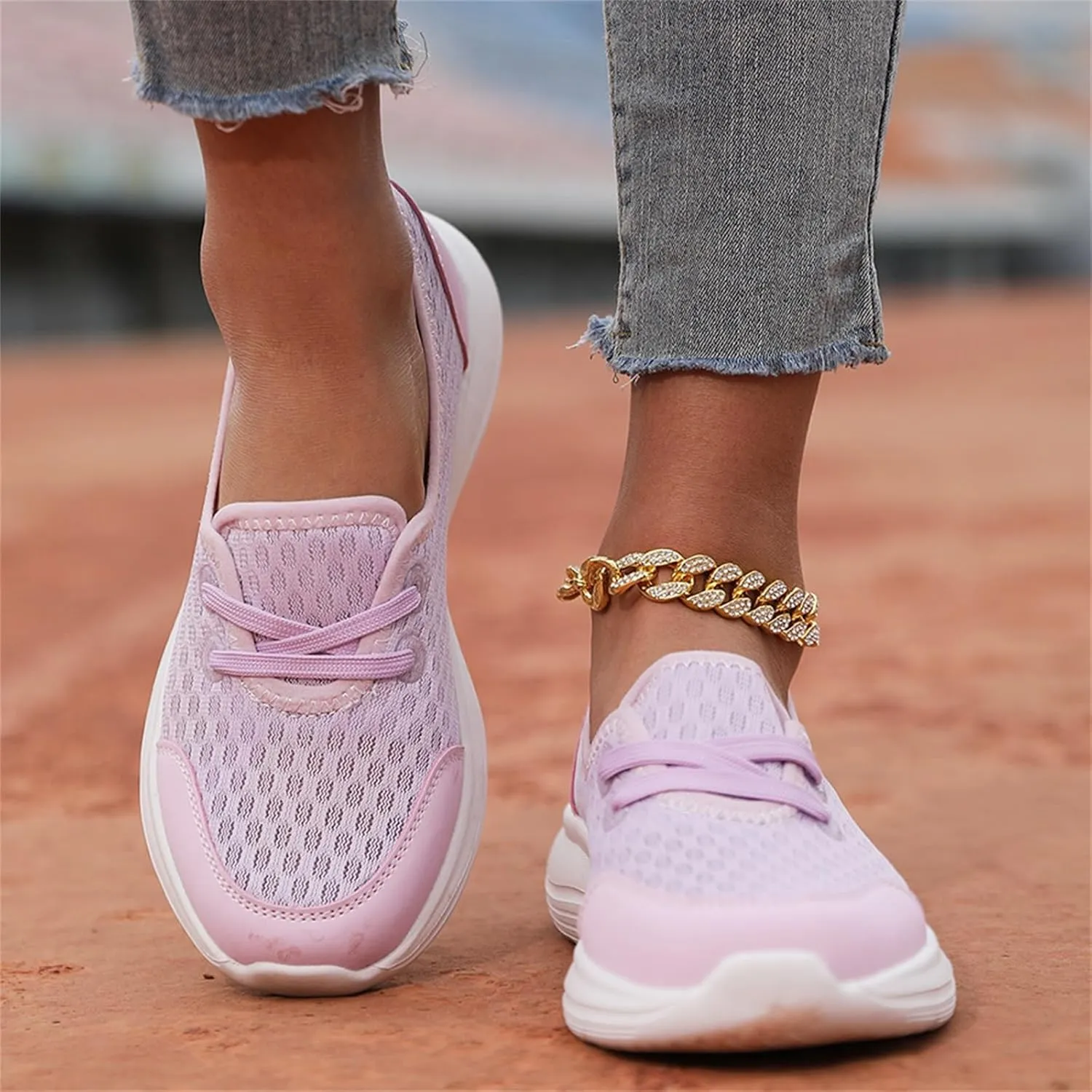 Women's Soft Sole Mesh Comfort Orthopedic Shoes with Arch Support Fit Hands Free Slip on Go Walking Slip Ins Sneakers Ladies Work Standing Tennis Loafers Summer Memory Foam Soft Wide Comfy Shoes