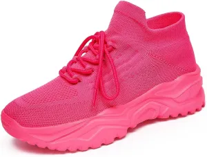 Women's Solid Color Fashion Four Season Lace Up Sneakers Solid Color Flying Woven Running Shoes Women's Water Shoes