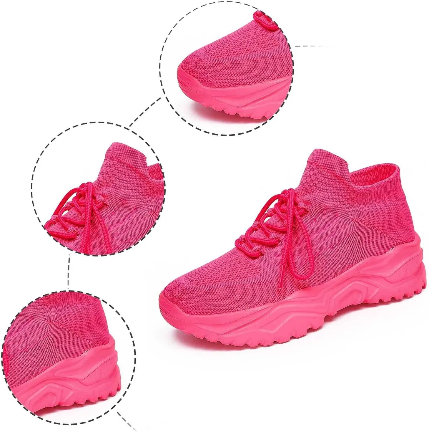 Women's Solid Color Fashion Four Season Lace Up Sneakers Solid Color Flying Woven Running Shoes Women's Water Shoes