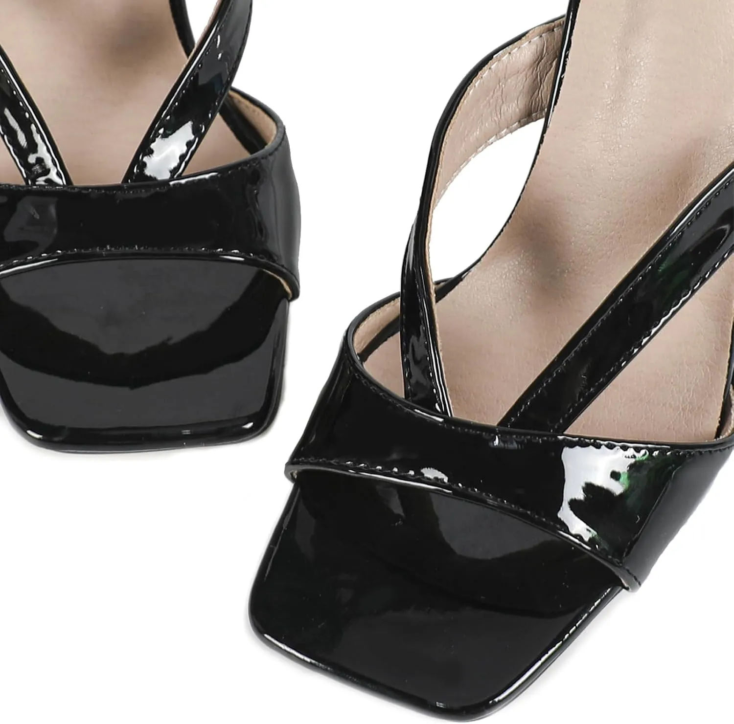 Women's Square Toe Clear Kitten Heels Sandals Open Toe Slip On Transparent Heeled Sandals Backless Party Dress Summer Slides