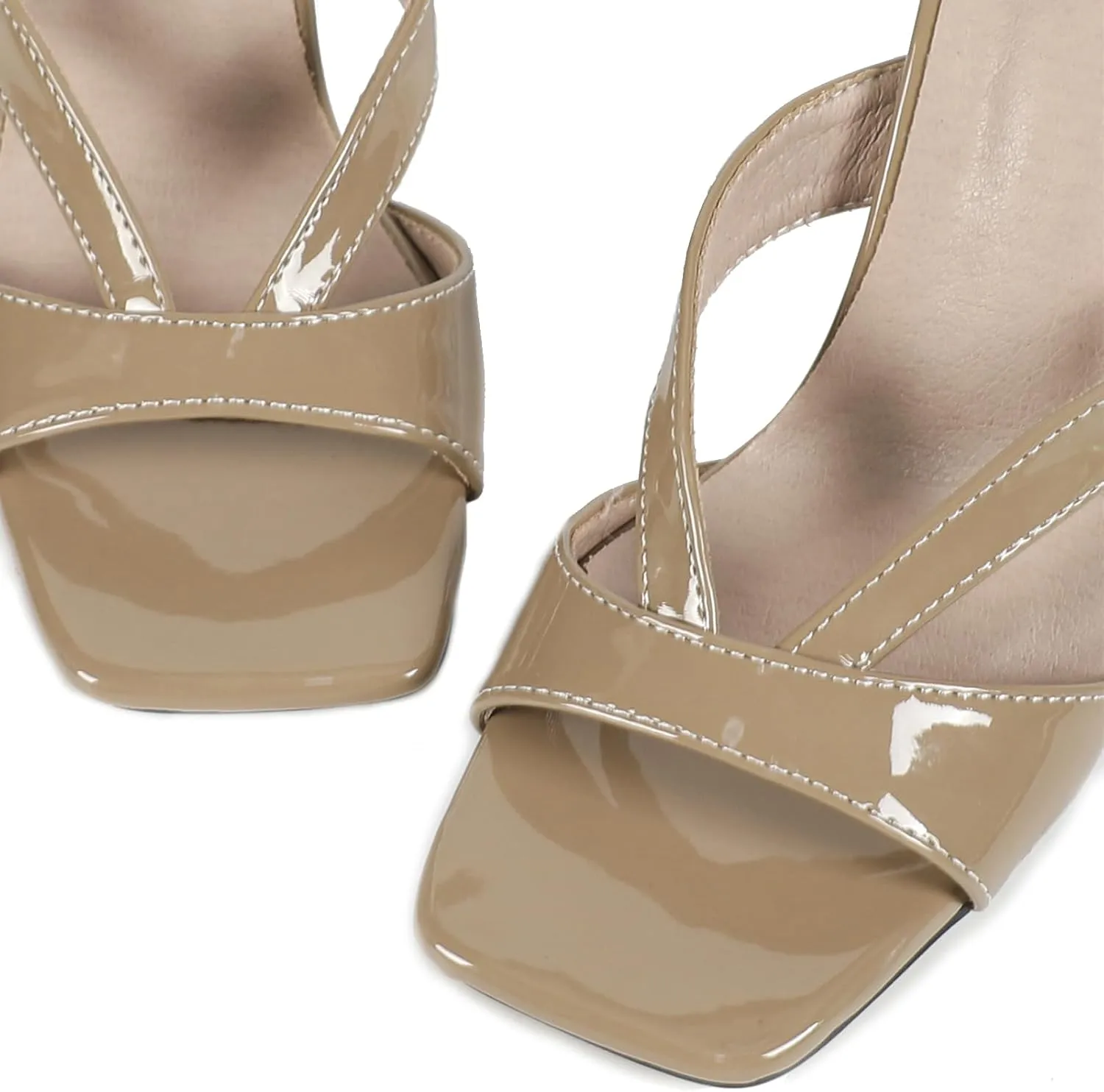 Women's Square Toe Clear Kitten Heels Sandals Open Toe Slip On Transparent Heeled Sandals Backless Party Dress Summer Slides