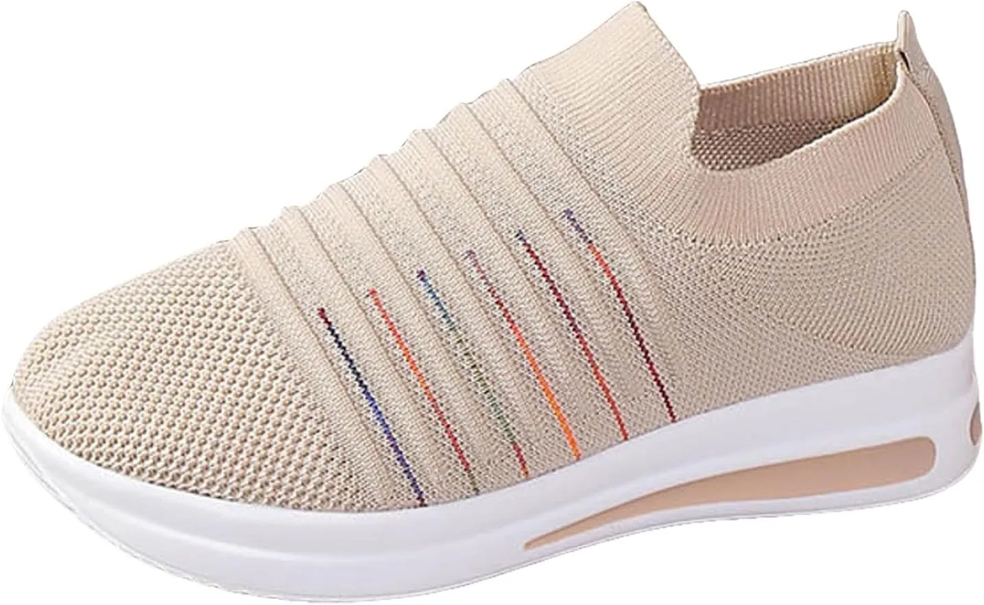 Womens Summer Breathable Shoes Soft Sole Flying Mesh Slip On Shoes for Women Non Slip Comfortable Non Slip Thick Sole Loafers Travel Friendly Shoe,Daily Workout Working Lightweight Shoe,