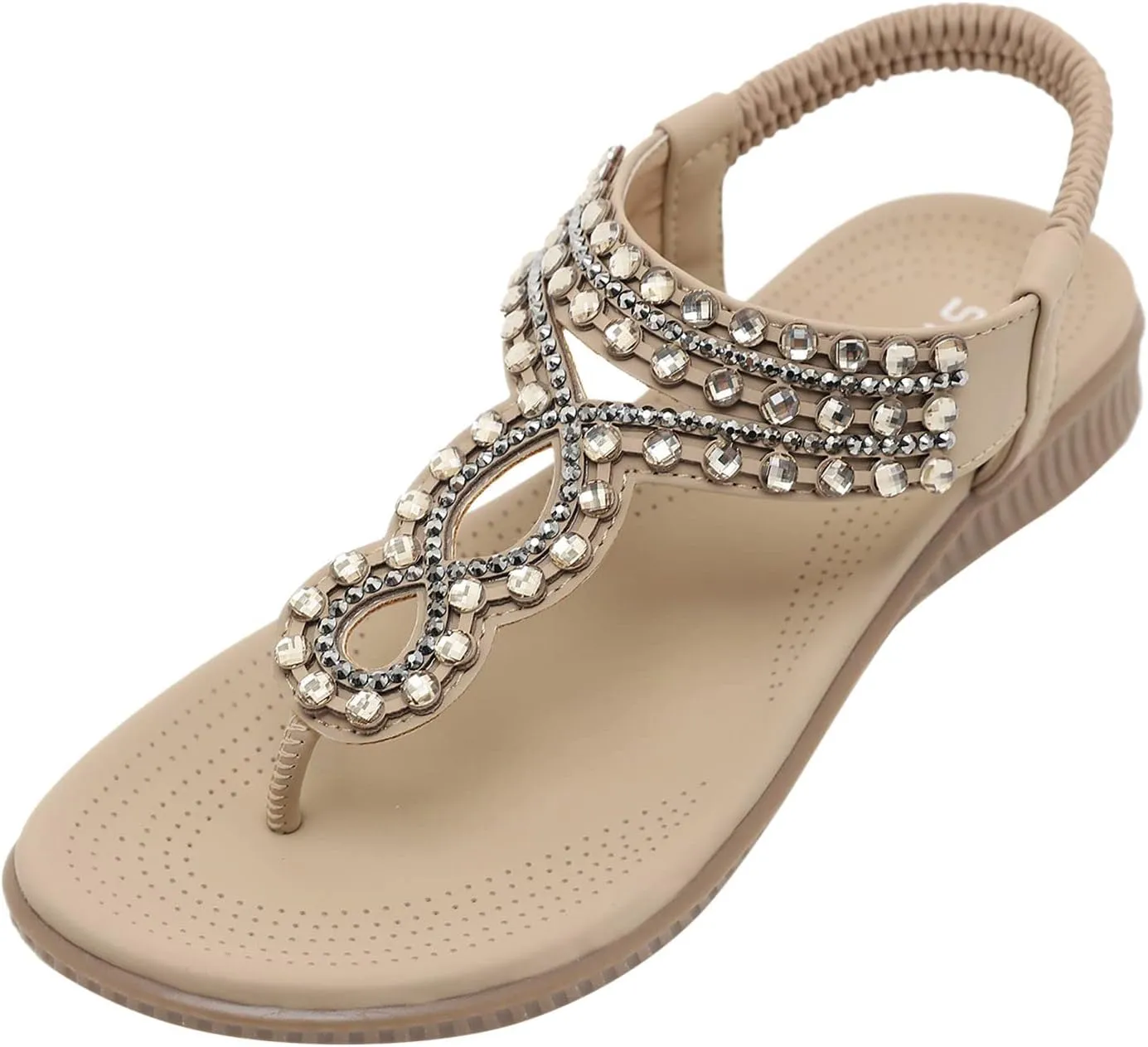 Women's Summer Sandals Beach Bohemian Beaded Ankle Walking Strap Casual Flip Flops Ladies Sexy Flats Comfortable Shoes
