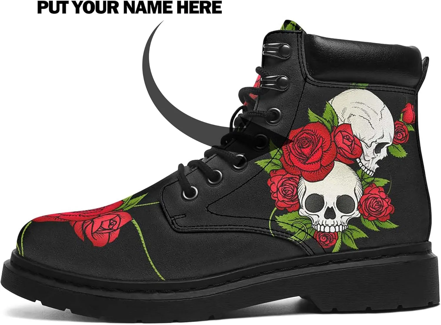 Women's Sunflower Boots,Custom Flower Boots with Name, Vegan Leather Lace Up Ankle Boots Anti-Slip Boots,Personalized Flower Gift for Mom/Daugher/Wife