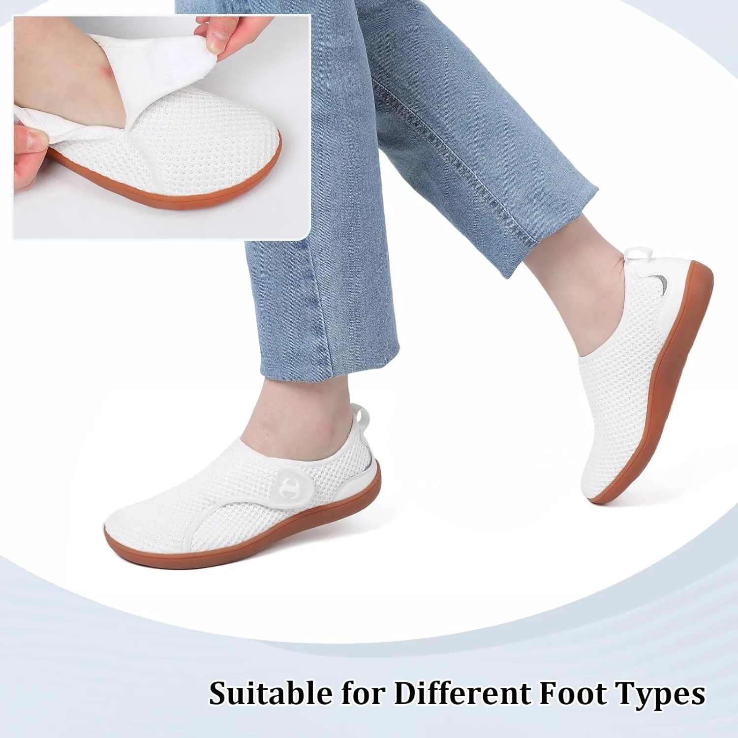 Womens Walking Shoes Comfortable Wide Diabetic Shoes Adjustable Zero Drop Edema Shoe Breathable Neuropathy Nursing Shoes Casual Wide Width Sneakers