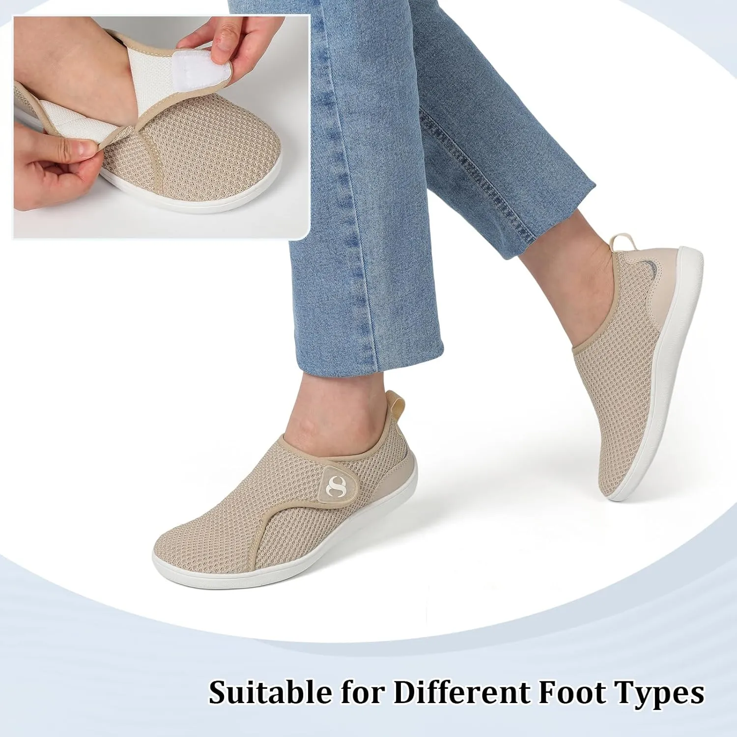 Womens Walking Shoes Comfortable Wide Diabetic Shoes Adjustable Zero Drop Edema Shoe Breathable Neuropathy Nursing Shoes Casual Wide Width Sneakers