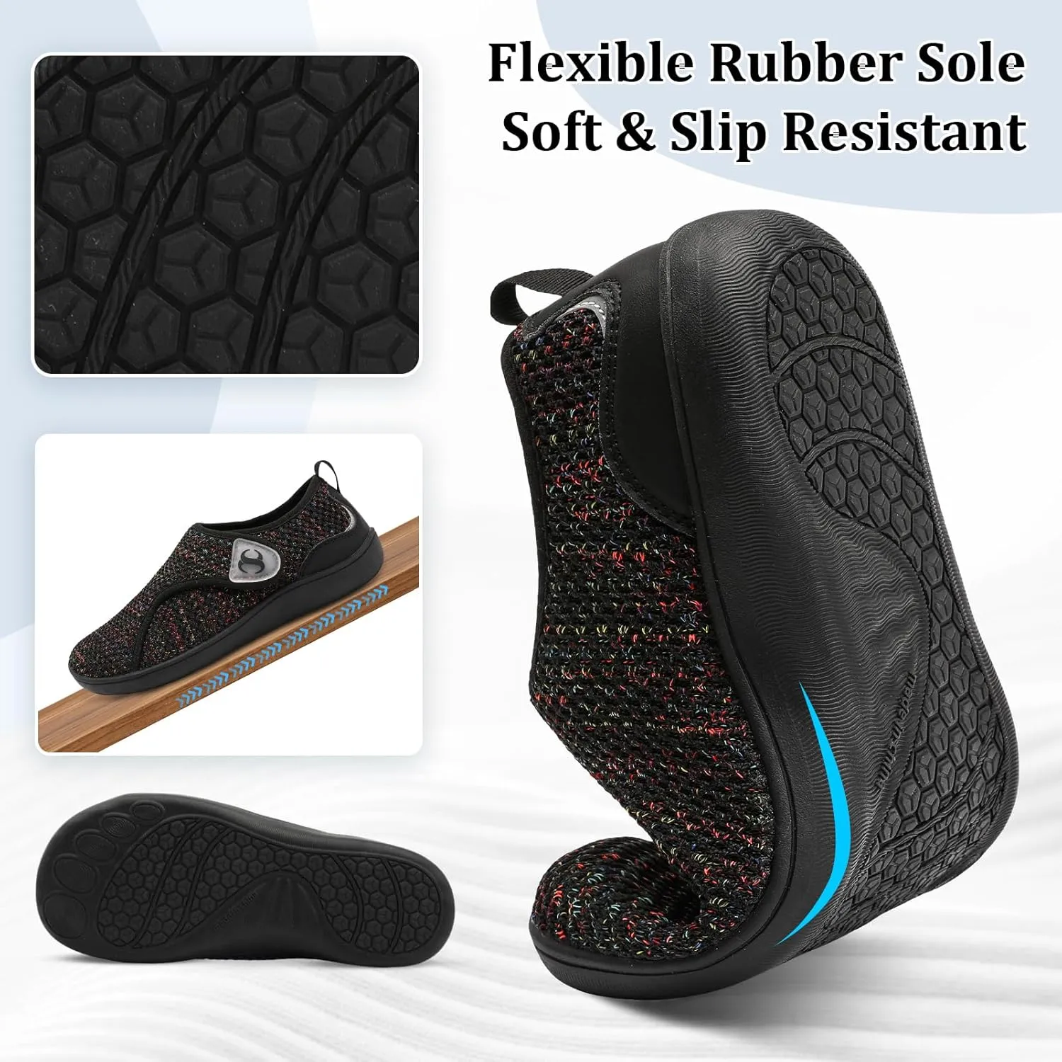 Womens Walking Shoes Comfortable Wide Diabetic Shoes Adjustable Zero Drop Edema Shoe Breathable Neuropathy Nursing Shoes Casual Wide Width Sneakers