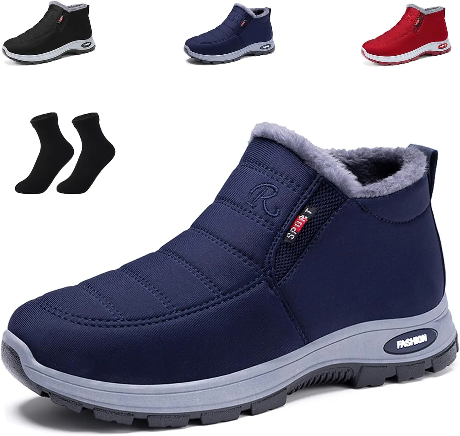 Women's Warm Sheepskin-Lined Boots, Winter Women's Casual Slip-On Warm Boots, Sheepskin Lined Boots Women, Womens Snow Boots Winter Warm Booties Fur Lined Anti-Slip Ankle Booties