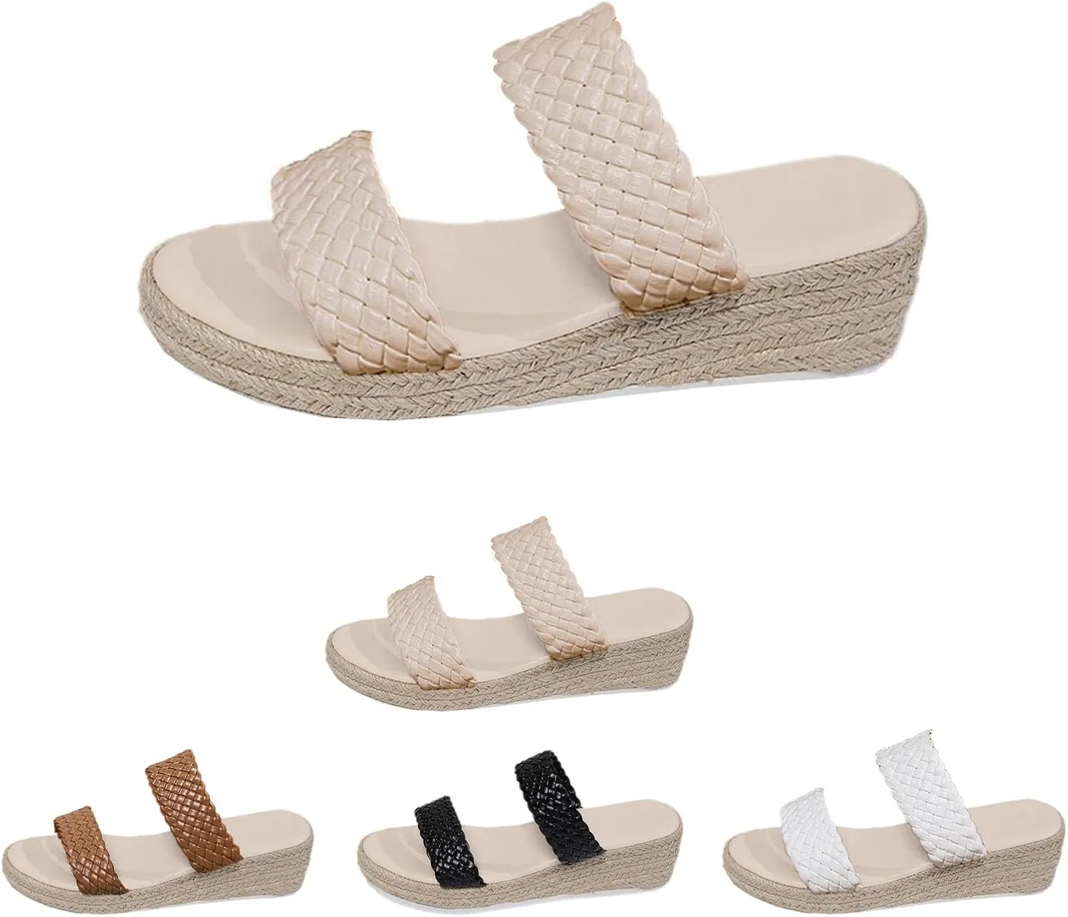 Women's waterproof platform wedge heel sandals casual shoes double strap open toe beach summer slip-on sandals
