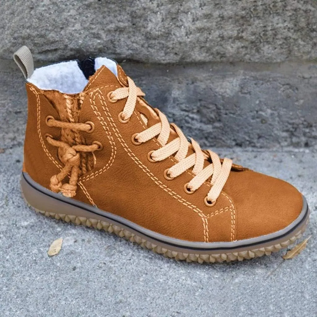 Women's Waterproof Walking Sneakers Casual Width Ankle Boots Lace Up Hiking Boots Winter Outdoor Snow Boots