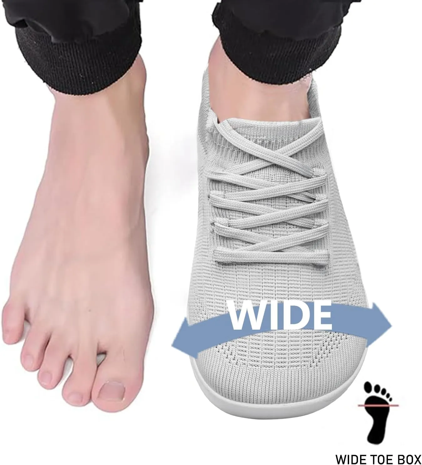 Womens Wide Toe Walking Shoes Minimalist Barefoot Shoes Zero Drop Sole Non Slip Comfortable Lightweight Wide Width Sneakers