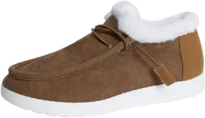 Women's Winter Warm Warm Shoes, Women's Loafers Orthopedic Cotton Lined Ankle Soft Leather Shoes Canvas Flat Shoes