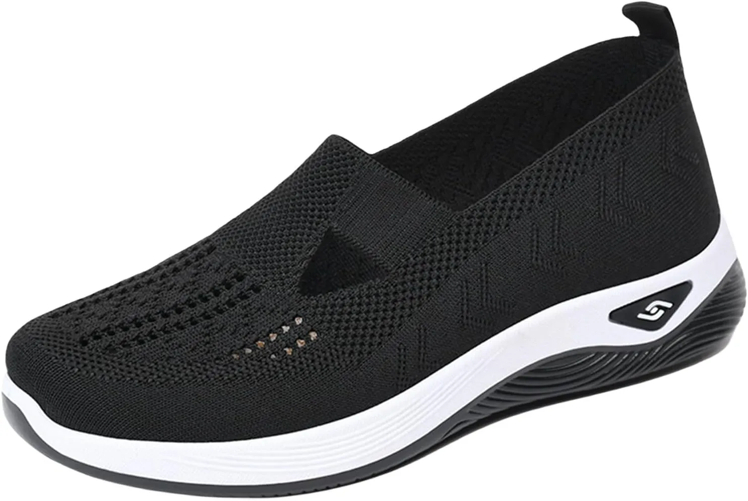 Women's Woven Orthopedic Breathable Soft Shoes Go Walk Slip on Shoes Diabetic Foam Shoes Hands Free Slip on Sneakers with Arch Support for Women