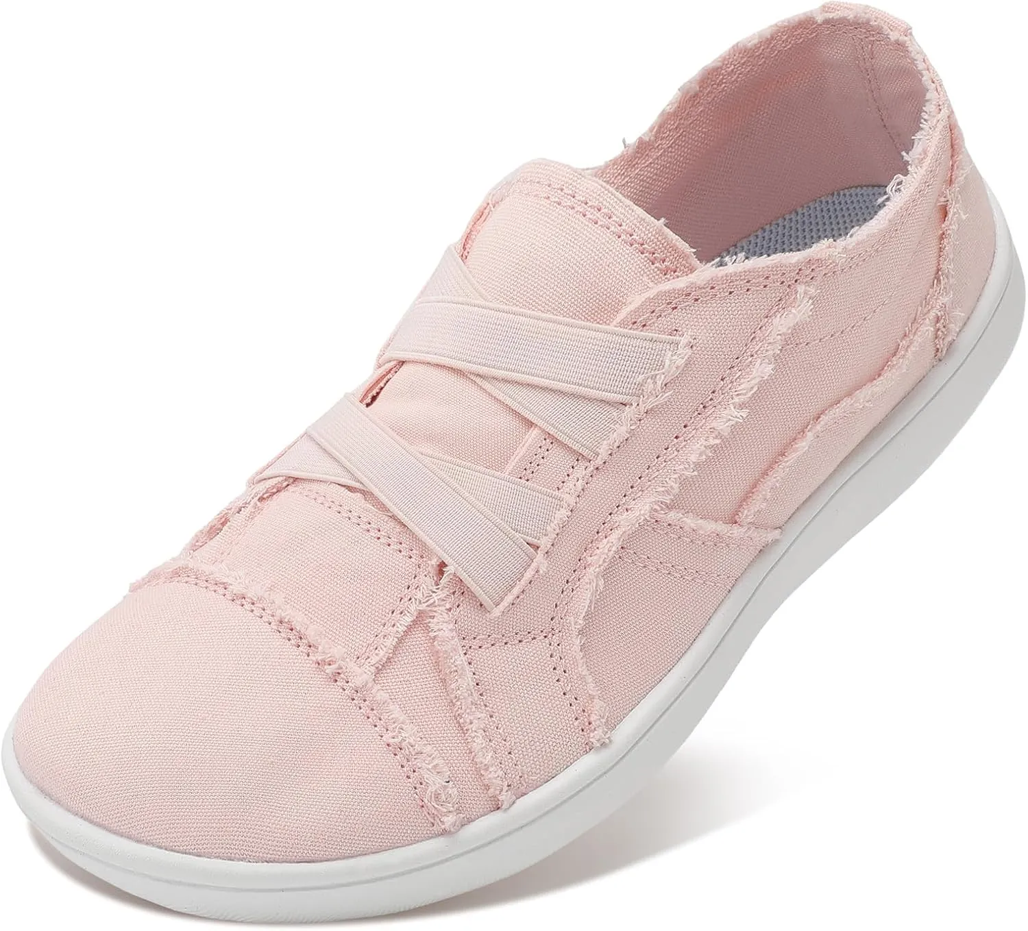 XIHALOOK Women's Canvas Slip-on Shoes Casual Walking Sneakers Wide Toe Barefoot Zero Drop Minimalist Loafer