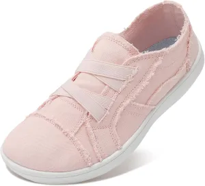 XIHALOOK Women's Canvas Slip-on Shoes Casual Walking Sneakers Wide Toe Barefoot Zero Drop Minimalist Loafer
