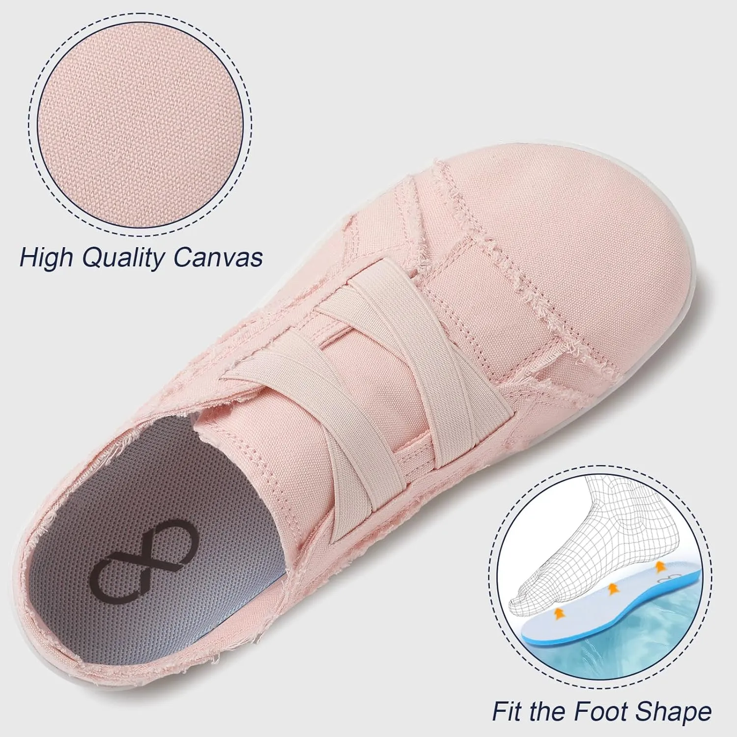 XIHALOOK Women's Canvas Slip-on Shoes Casual Walking Sneakers Wide Toe Barefoot Zero Drop Minimalist Loafer