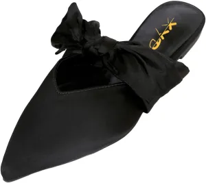 XYD Women's Flats Mules Pointy Toe Dressy Satin Bows Slip On Single Strap Wedding Party Holidays Sandal Shoes