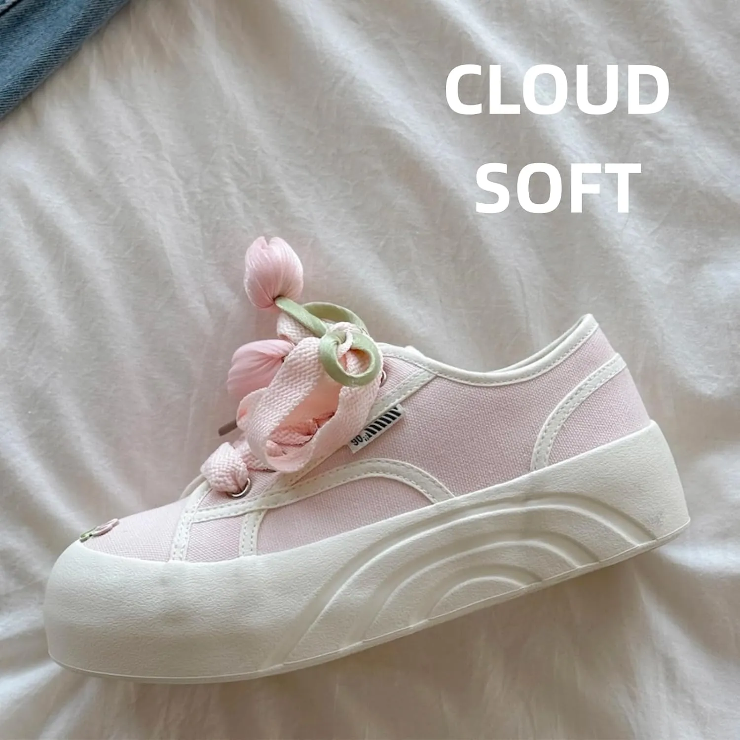 Y2k Flower Tulip Chunky Sneakers for Women and Girls Retro Platform Strawberry Milk Aesthetic Casual Walking Shoes