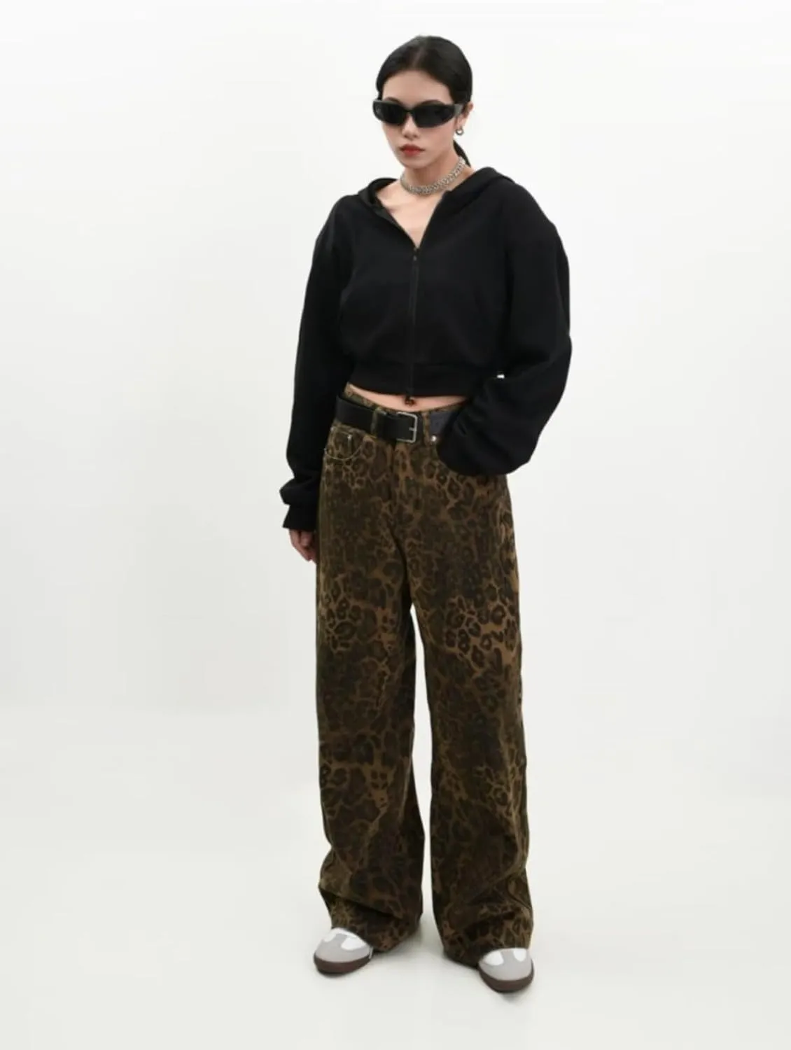 Y2K Leopard Jeans for Women and Men - Baggy Unisex Cheetah Print Straight Leg Denim with Pockets, Casual Streetwear