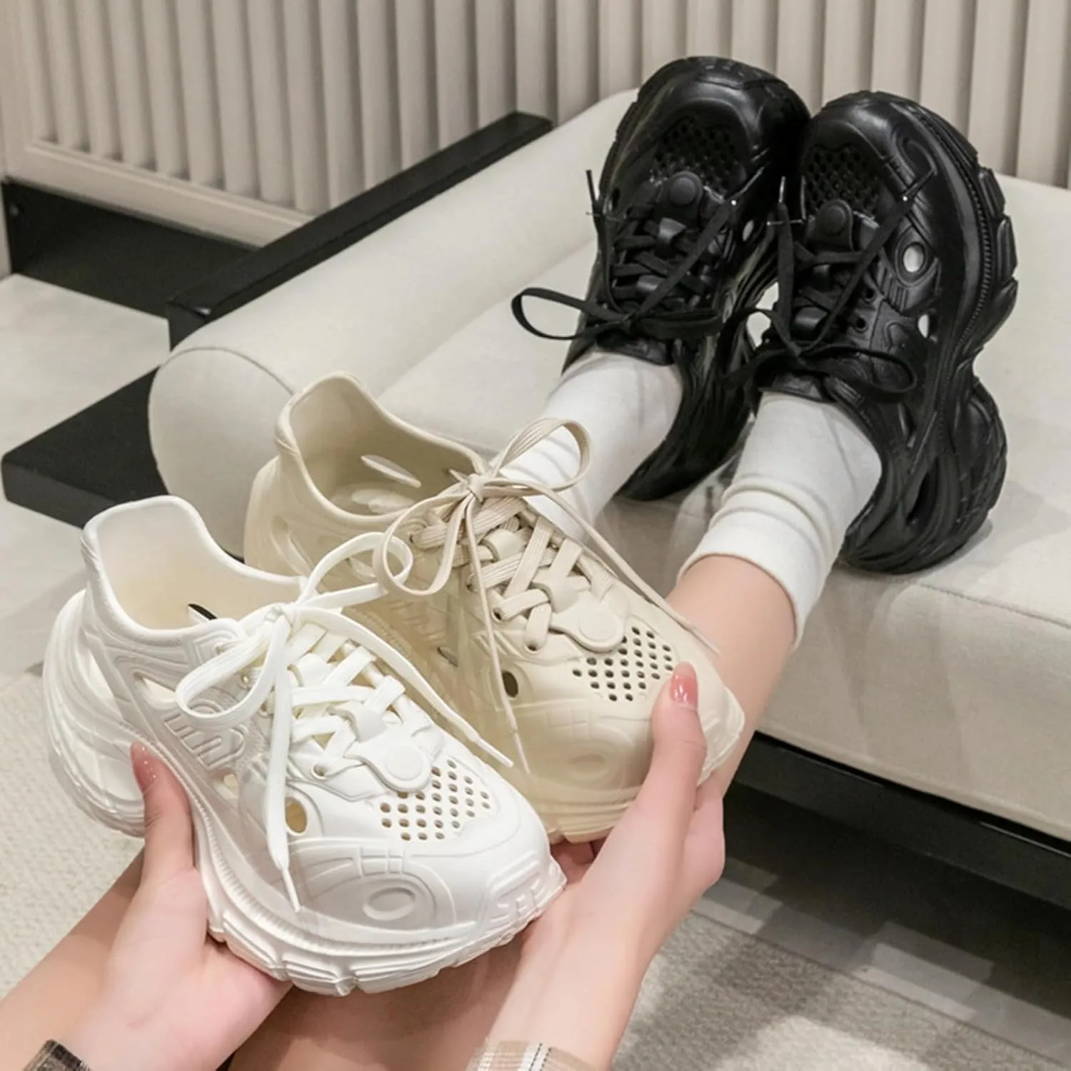 Y2k Platform Chunky Sneakers for Women and Girls Retro Mesh Breathable Aesthetic Summer Casual Walking Shoes for Travel