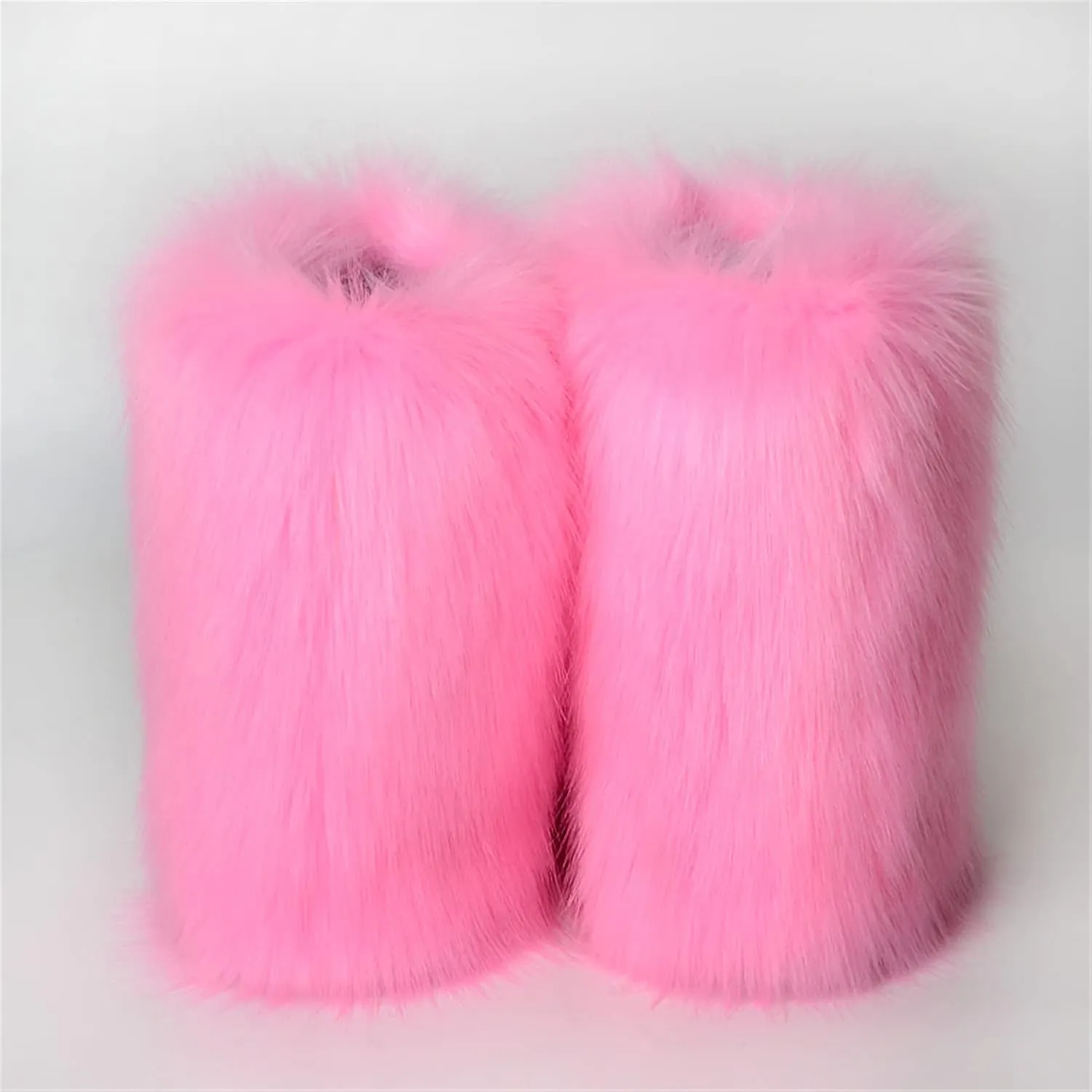 YESBOR Women's Faux Fur Boots Fluffy Mid-Calf Fuzzy Winter Snow Boots Outdoor Flat Shoes
