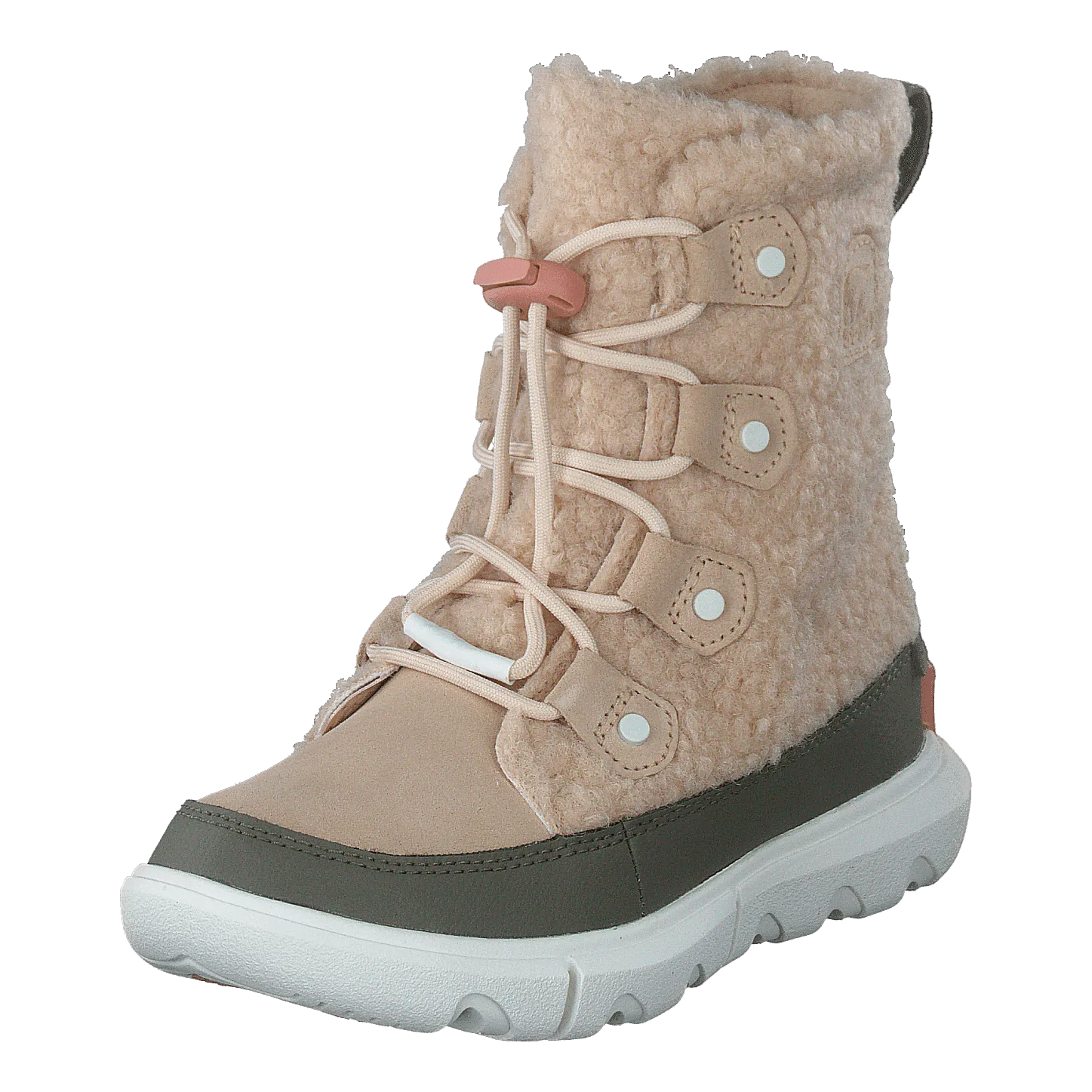 Youth Sorel Explorer Cozy Nova Sand, Stone Green