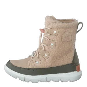 Youth Sorel Explorer Cozy Nova Sand, Stone Green